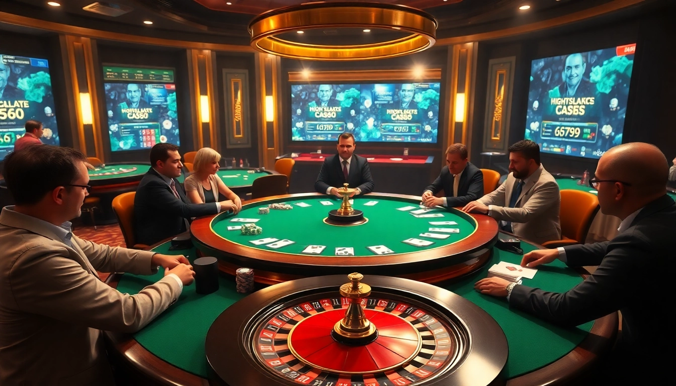 Players engaged in a lively poker game at the ga6789 online casino, showcasing luxury and excitement.