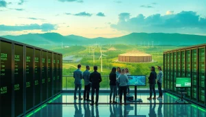 Cloud mining bitcoin facility with advanced technology and renewable energy sources.