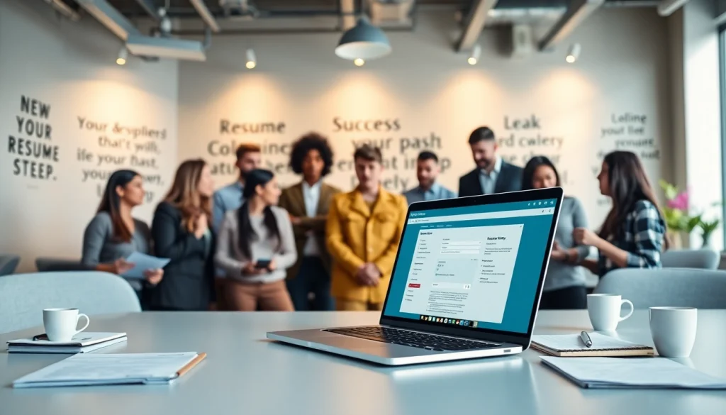 Create an eye-catching resume using the Resume Builder tool featured on a laptop.