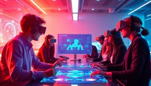 Engaging professionals exploring the innovative features of an NSFW AI image generator in a vibrant digital workspace.