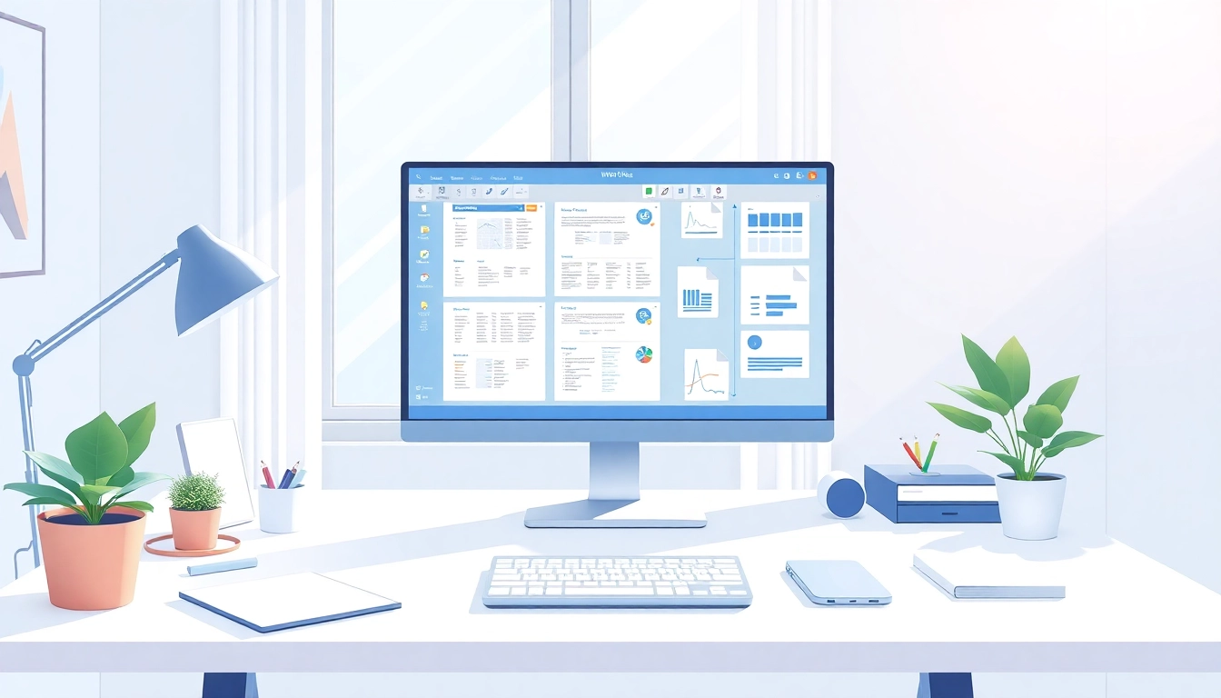 自然光线下的现代家庭办公桌上展示的 WPS Office 软件。
