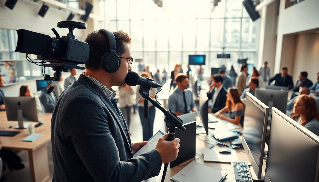 Capturing the essence of journalism at https://www.thedailynewsonline.com with reporters engaged in news delivery.