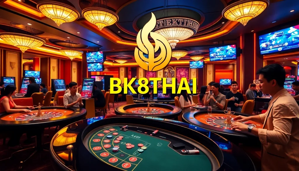 Players enjoying an exciting game at BK8THAI Casino with a vibrant atmosphere.