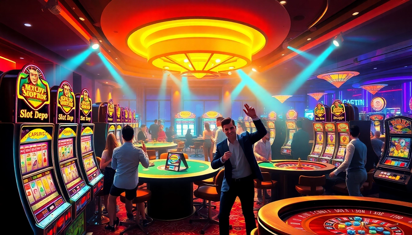Experience thrilling jackpots at slot depo 5rb with vibrant casino games and excited players.