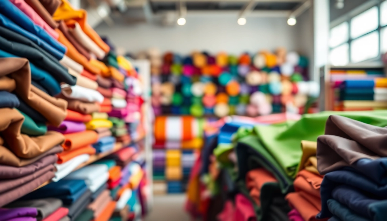 Variatie van spandex stof in een mooie stoffenwinkel, met levendige kleuren en texturen.